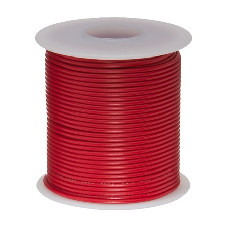 REMINGTON INDUSTRIES 22 AWG Gauge Solid Hook Up Wire, 100 ft Length, Red, 0.0253" Diameter, UL1007, 300 Volts 22UL1007SLDRED